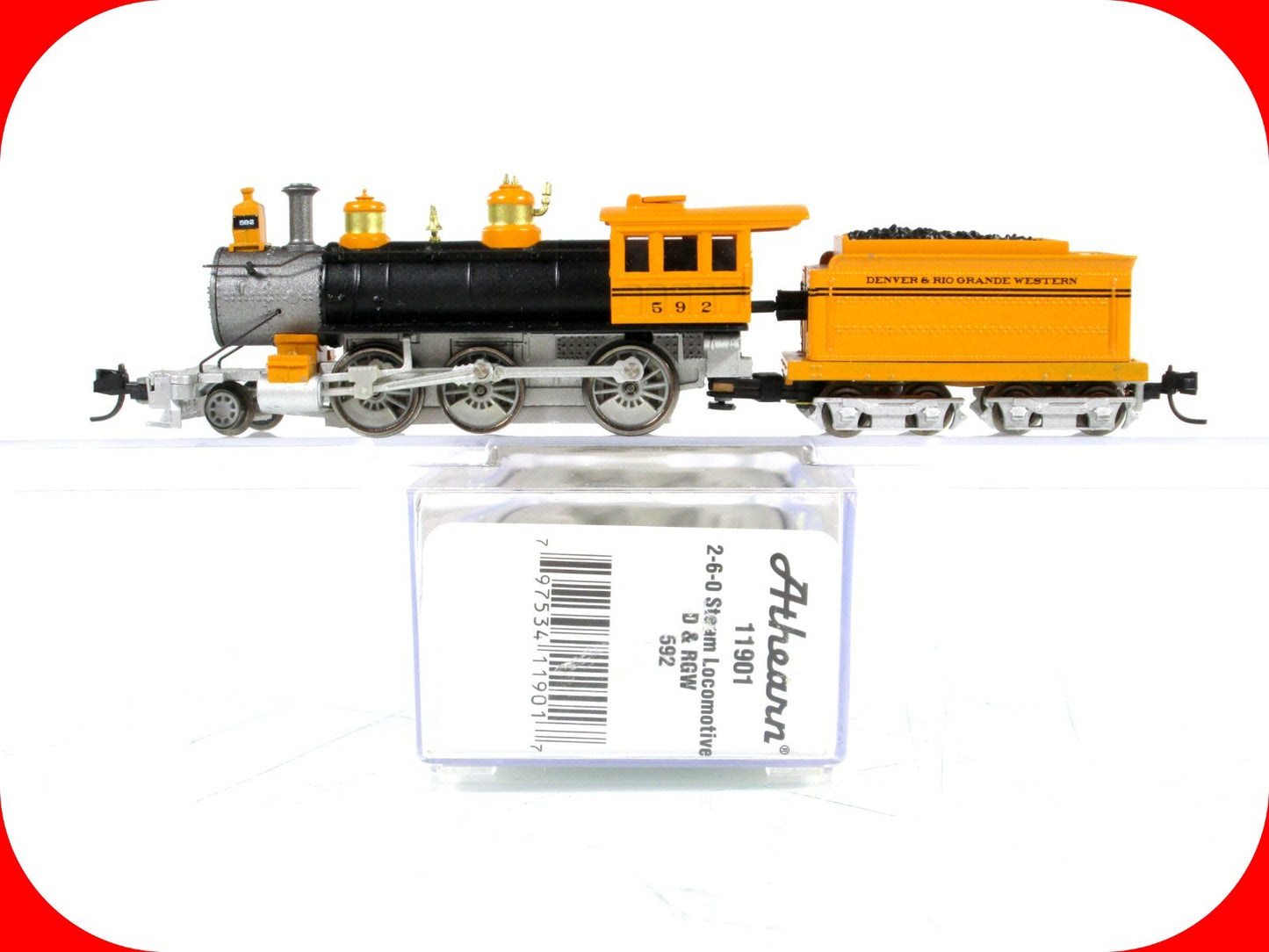 N Scale ***RIO GRANDE*** 2-6-0 Old Time Steam Locomotive #592 ---- Athearn 11901