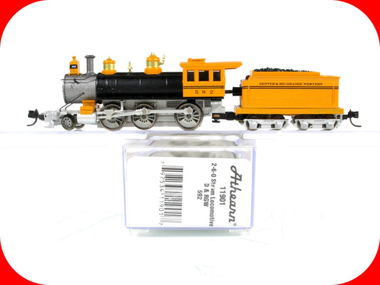 N Scale ***RIO GRANDE*** 2-6-0 Old Time Steam Locomotive #592 ---- Athearn 11901