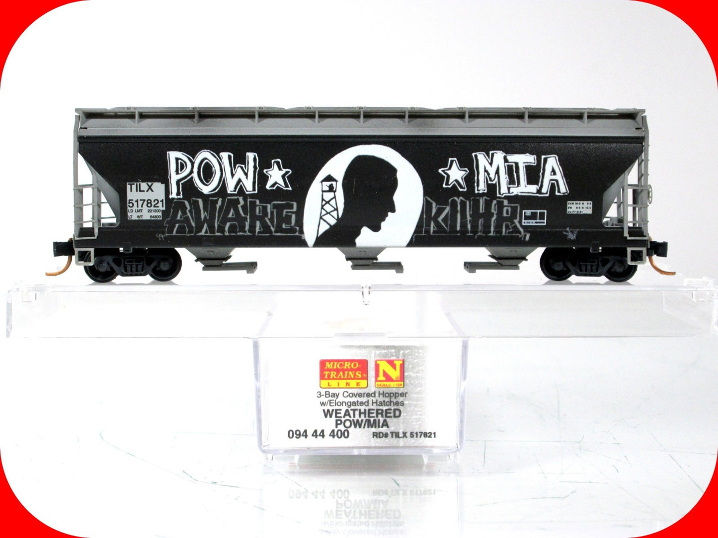 N Scale **POW-MIA** Graffiti Covered Hopper, TILX 517821 - Micro Trains 09444400