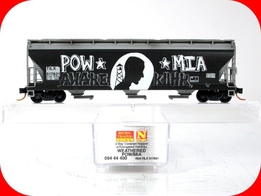 N Scale **POW-MIA** Graffiti Covered Hopper, TILX 517821 - Micro Trains 09444400