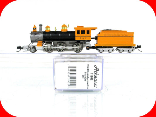 N Scale ***RIO GRANDE*** 2-6-0 Old Time Steam Locomotive #597 ---- Athearn 11902