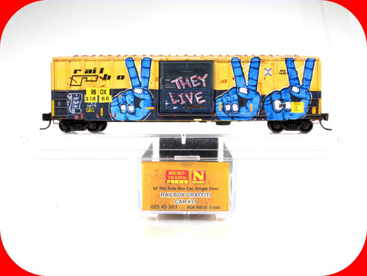 N Scale RAILBOX  **World Peace Day**  GRAFFITI Box Car --- Micro Trains 02545563