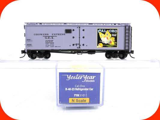 N Scale ***GROWERS EXPRESS, CAL-ORO*** Reefer #22981 -- YesterYear, MTL Couplers
