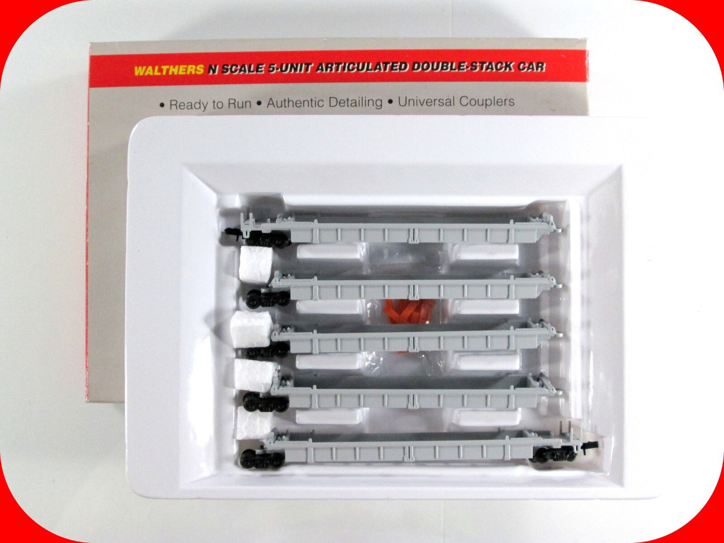 N SCALE Undecorated Thrall 5-Unit Articulated Well Stack Car - Walthers 932-8100