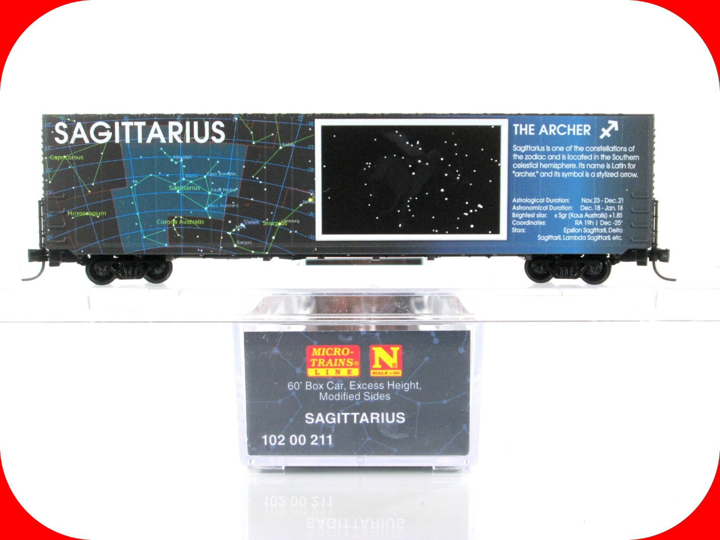 N Scale SAGITTARIUS / ARCHER, Nov-Dec ZODIAC, 60' Box Car -Micro Trains 10200211