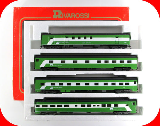 HO Scale BURLINGTON NORTHERN 1930s Passenger Set B -Rivarossi 6949, Knuckle Cplr