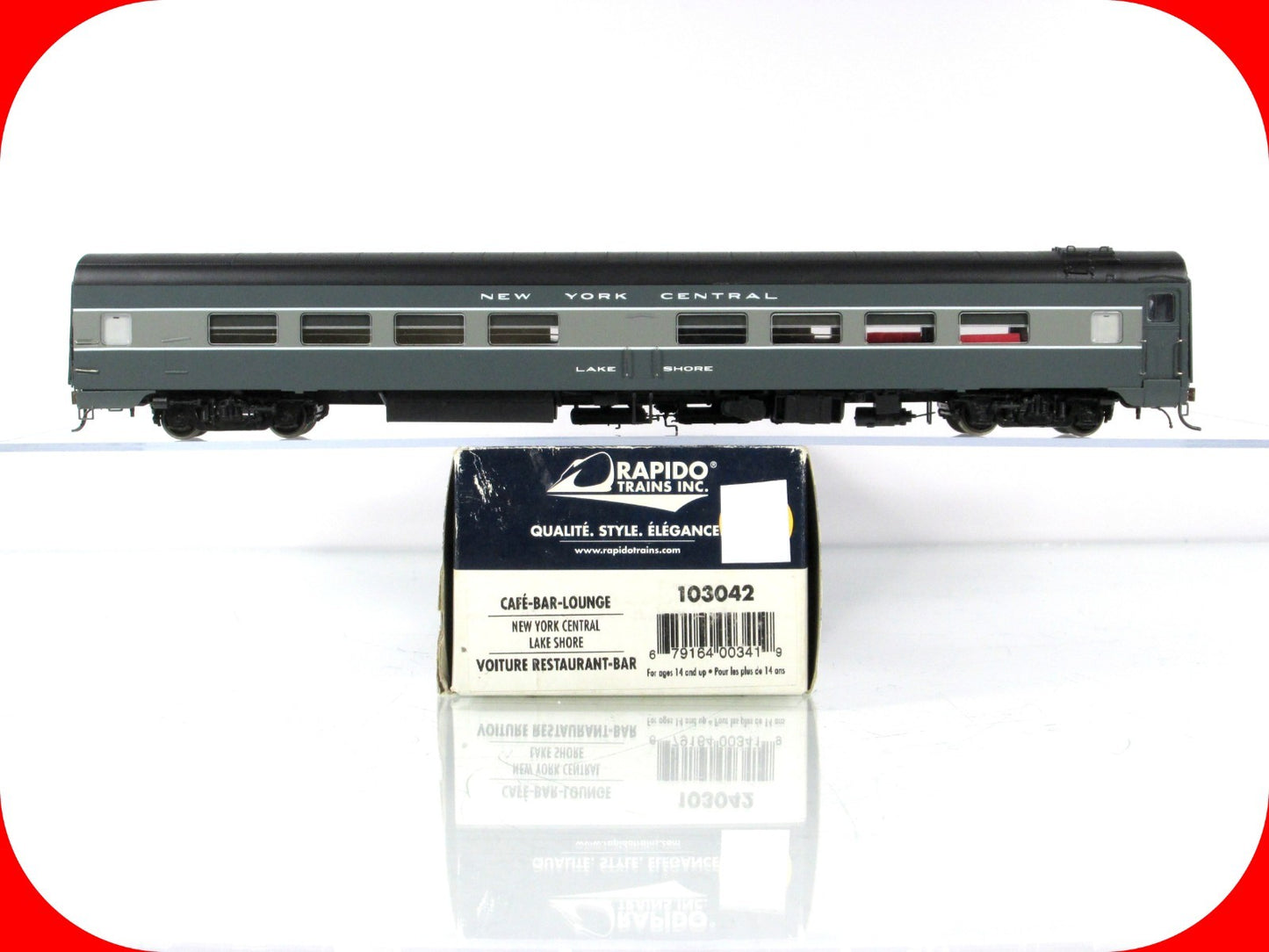 HO Scale *NEW YORK CENTRAL* Cafe-Bar-Lounge *Lake Shore* -Rapido 103042, Lighted