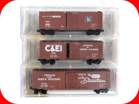 N Scale ***WINDY CITY SPECIAL*** Chicago Rail Box Car 3-Pack -Micro Trains 20562