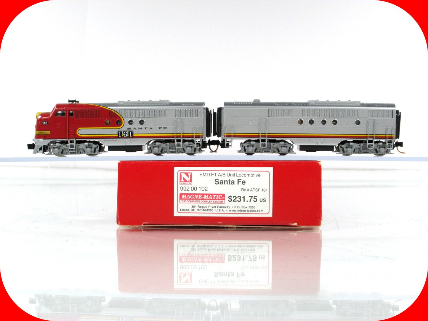 N Scale ***SANTA FE*** EMD FT A/B Set #161 - Micro Trains 99200102, DCC Ready