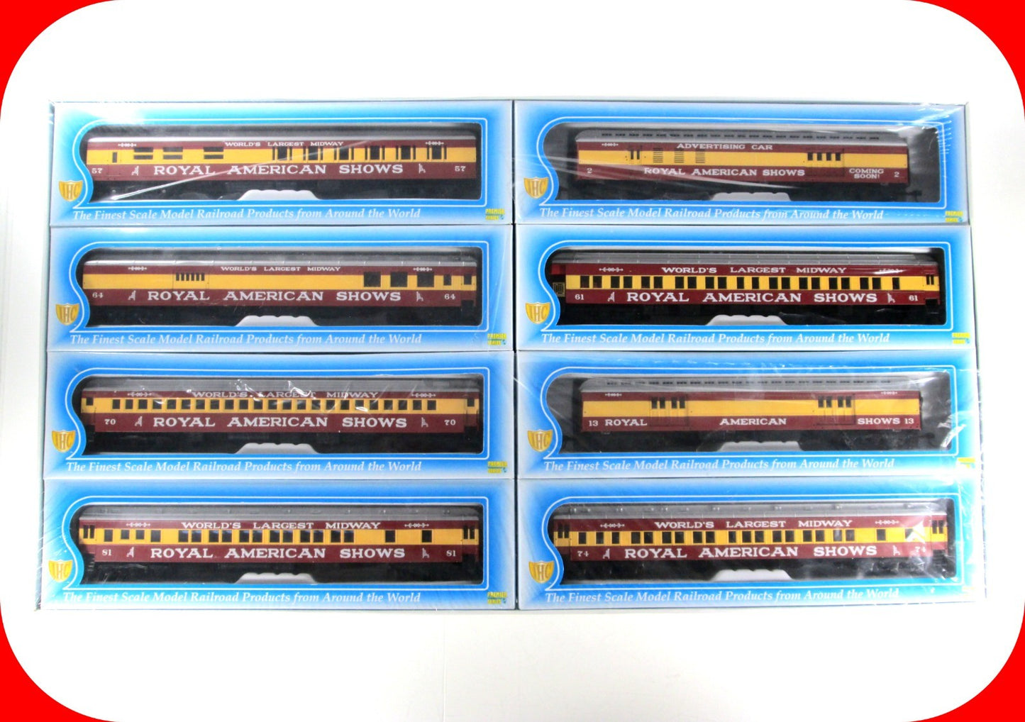 HO Scale **ROYAL AMERICAN SHOWS** 1920s Passenger 8-Set - IHC 49598, Knuckle Cpl