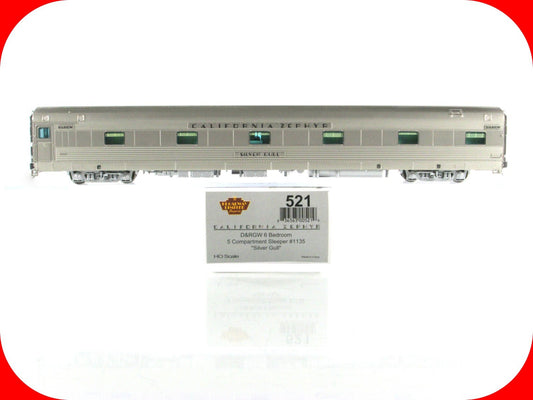 HO Scale ***DRGW CA ZEPHYR*** SILVER GULL Sleeper 1135 --  Broadway 521, Lighted