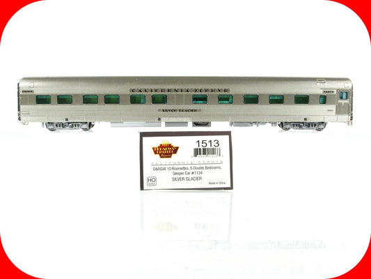 HO Scale **DRGW CA ZEPHYR** SILVER GLACIER Sleeper 1134 - Broadway 1513, Lighted