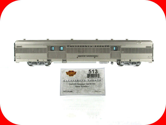HO Scale **D&RGW CA ZEPHYR* SILVER ANTELOPE Baggage 1100 - Broadway 513, Lighted