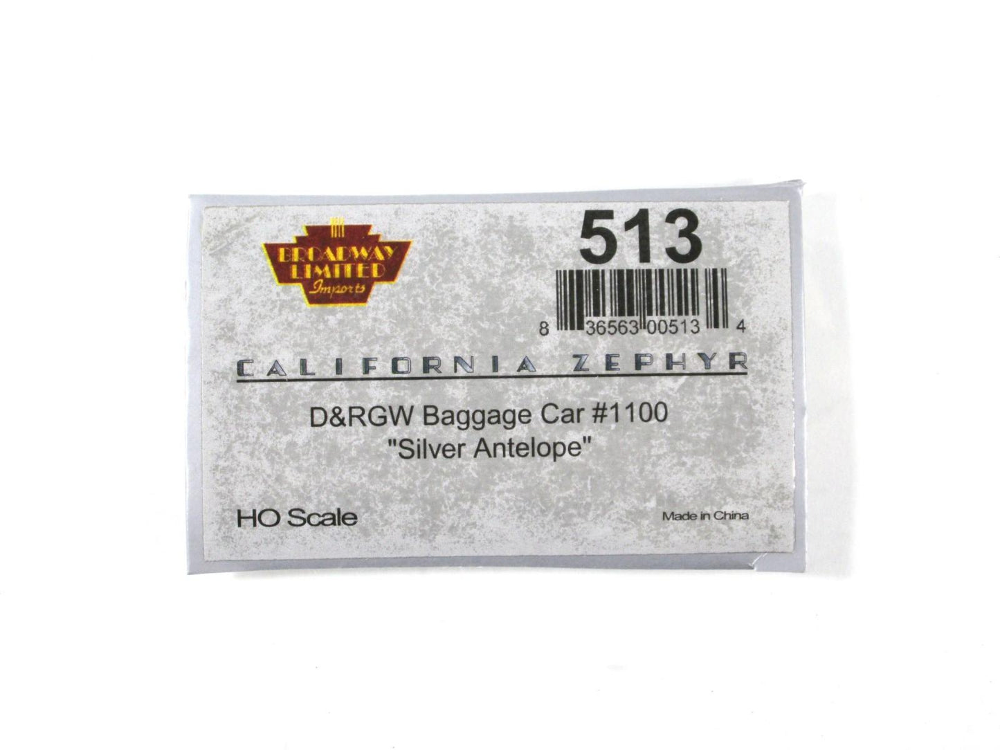 HO Scale **D&RGW CA ZEPHYR* SILVER ANTELOPE Baggage 1100 - Broadway 513, Lighted