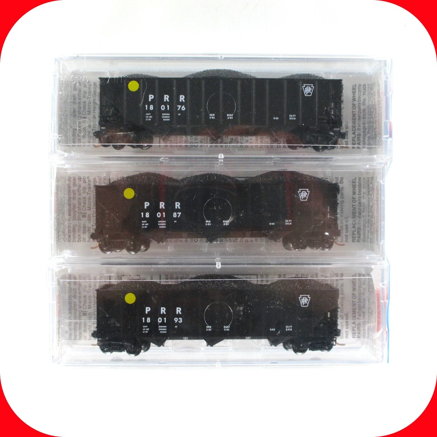 N Scale ***PENNSYLVANIA*** 100-Ton Coal Hopper 3-Car Set --- Micro Trains 108042