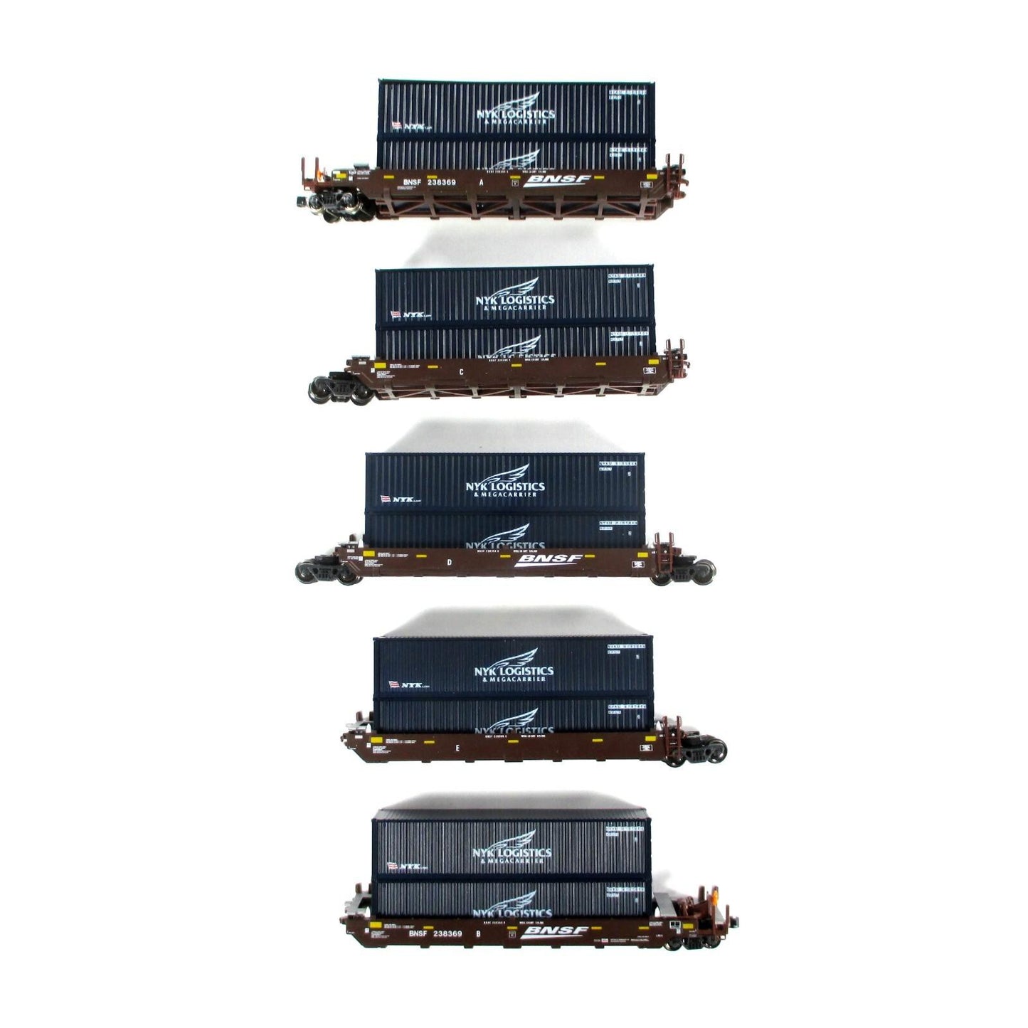 N Scale ***BNSF, NYK*** Gunderson MAXI-I 5-Unit Well Car #238354 - Kato 106-6150