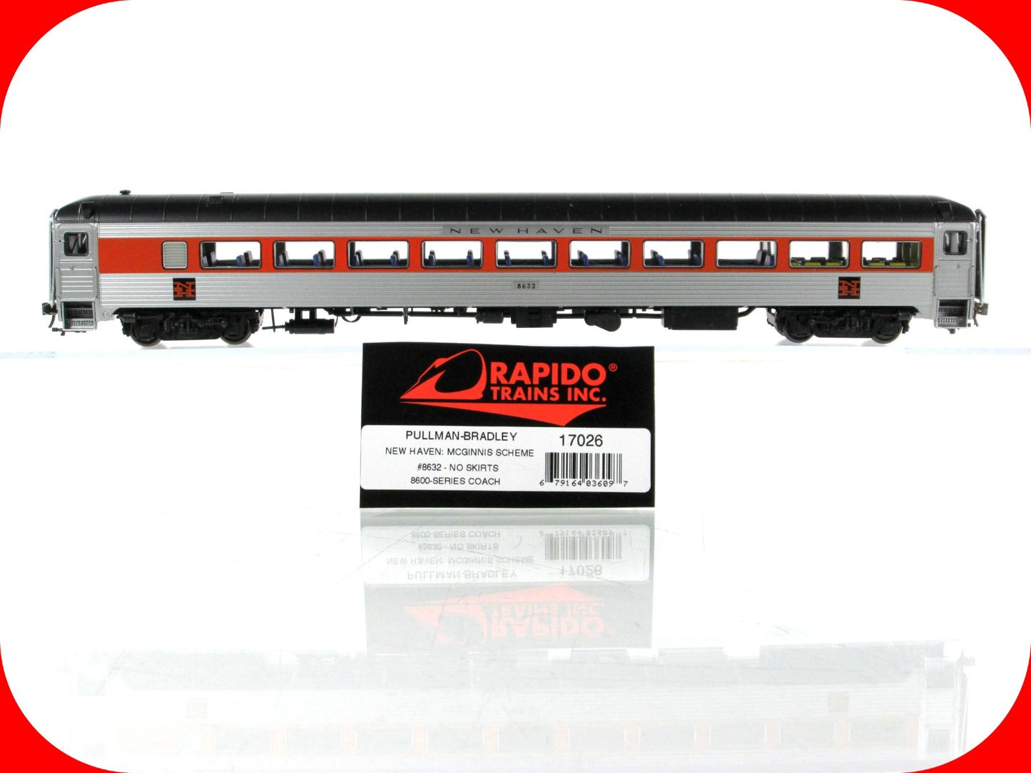 HO Scale ***NEW HAVEN*** Passenger Coach #8632 --- Rapido 17026, Lighted **RARE*