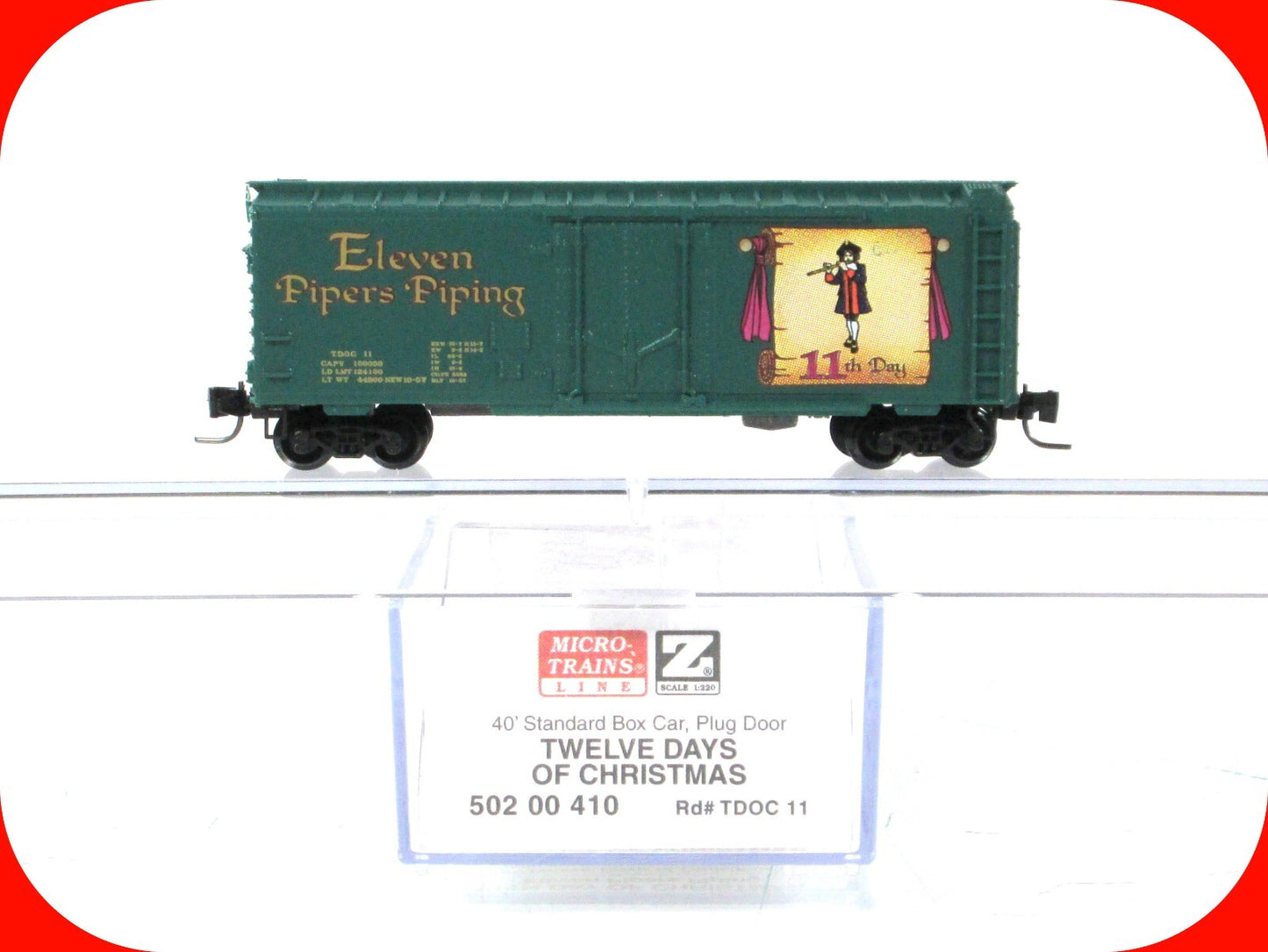 Z Scale *ELEVEN PIPERS PIPING* 12 Days Christmas Box Car - Micro Trains 50200410