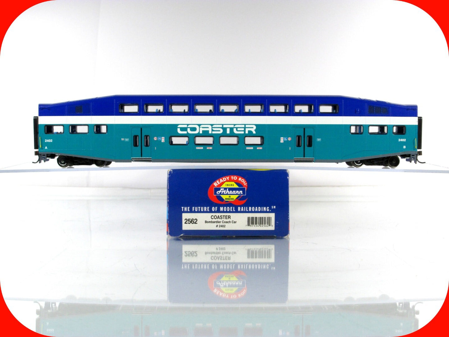 HO Scale ***SAN DIEGO COASTER*** Bombardier Commuter Coach #2402  - Athearn 2562