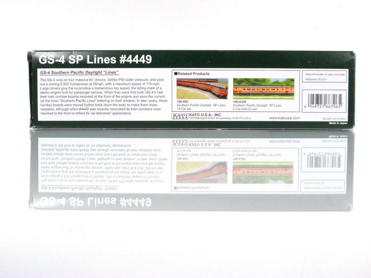 N Scale **SOUTHERN PACIFIC DAYLIGHT** 4-8-4 GS-4 Locomotive #4449 -Kato 126-0307