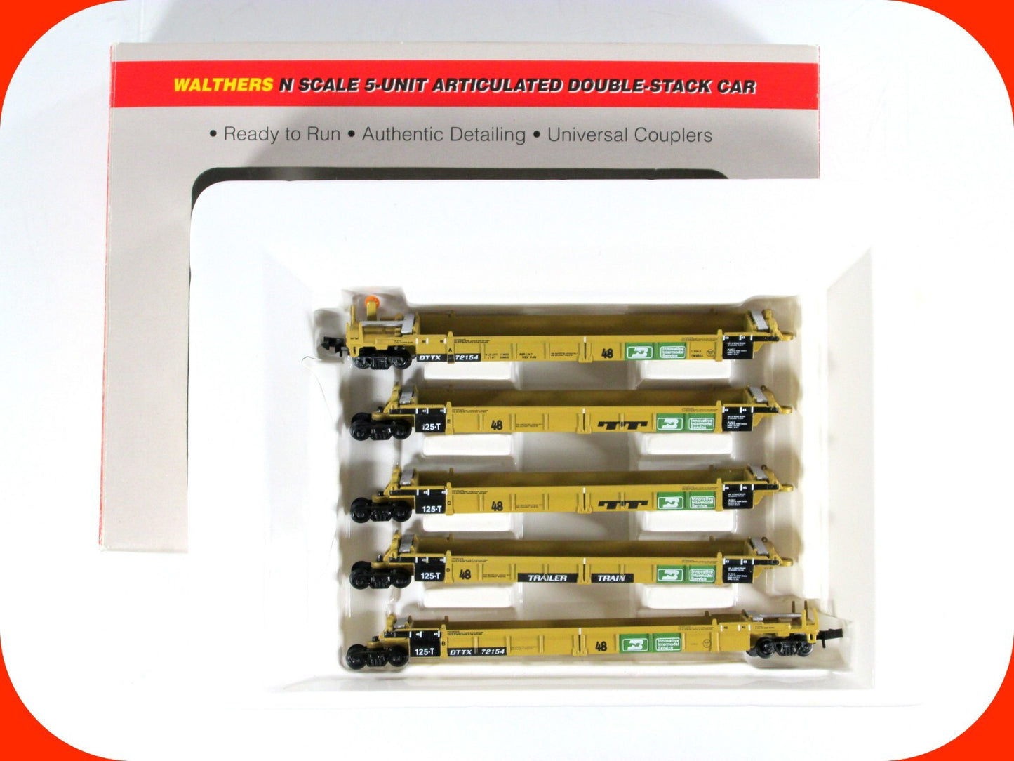 N SCALE **BURLINGTON NORTHERN / TTX** 5-Unit Well Car #72154 - Walthers 932-8104