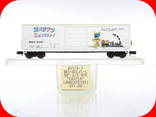 N Scale ***HAPPY EASTER*** 50' Box Car,  BBEX 33191 - Bev-Bel / Life-Like 2172-1