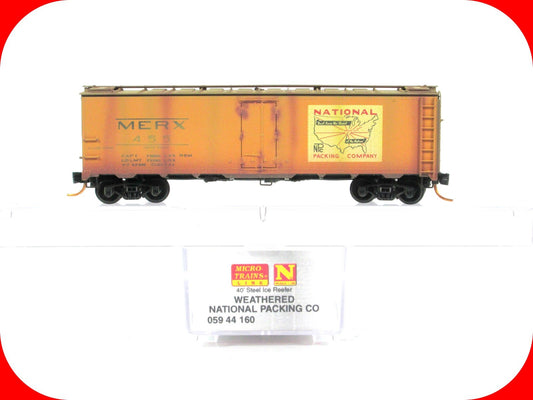 N Scale **NATIONAL PACKING** Weathered Reefer, MERX 455 -- Micro Trains 05944160