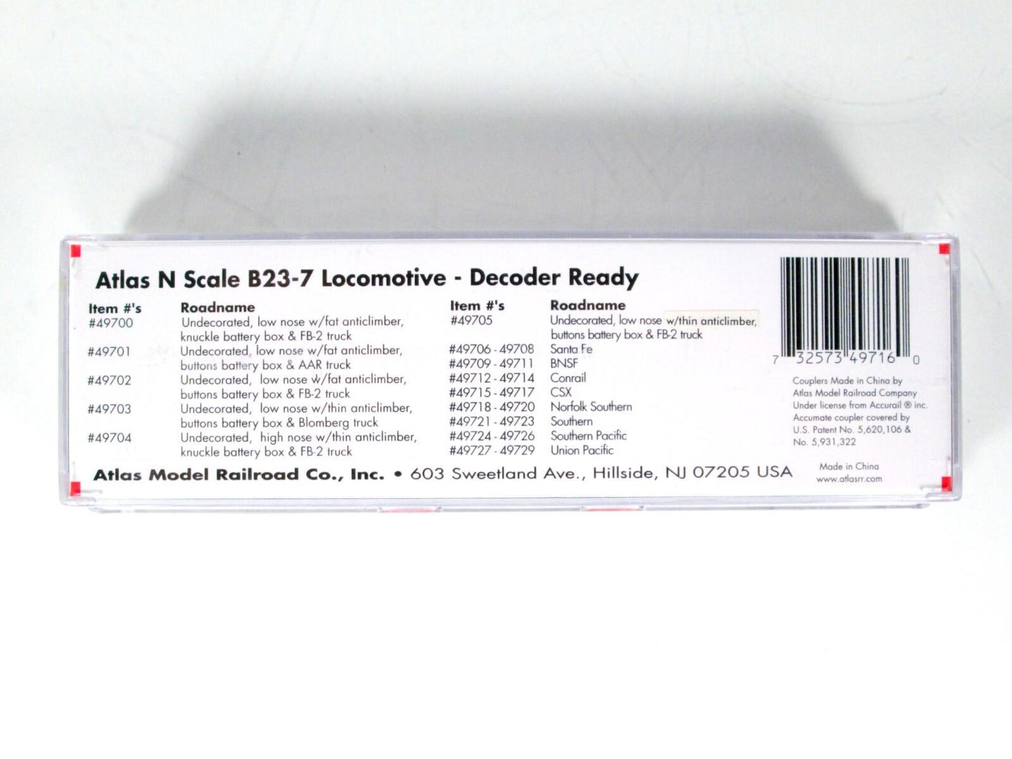 N Scale ****CSX**** B23-7 Diesel Locomotive #3106 ---- Atlas 49716, DCC Equipped