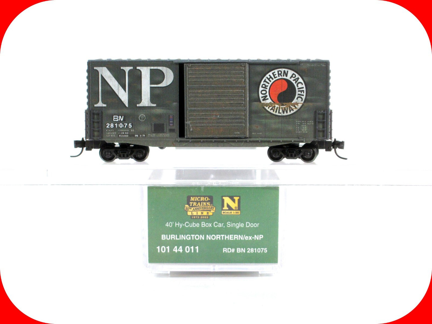 N Scale *NORTHERN PACIFIC* Weathered 40' Hy-Cube Box Car - Micro Trains 10144011