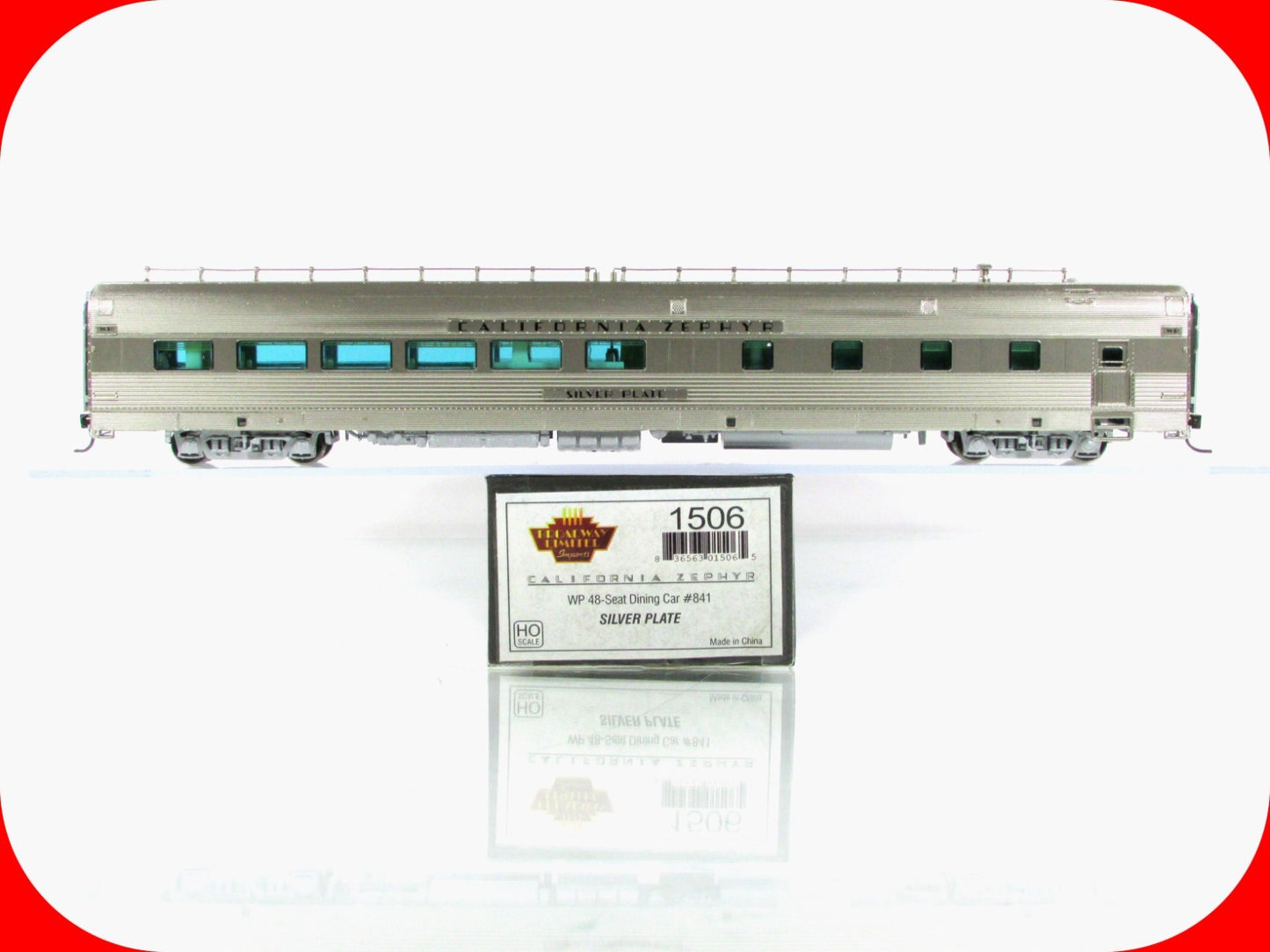HO Scale ***WP CA ZEPHYR** SILVER PLATE Dining Car #841 - Broadway 1506, Lighted