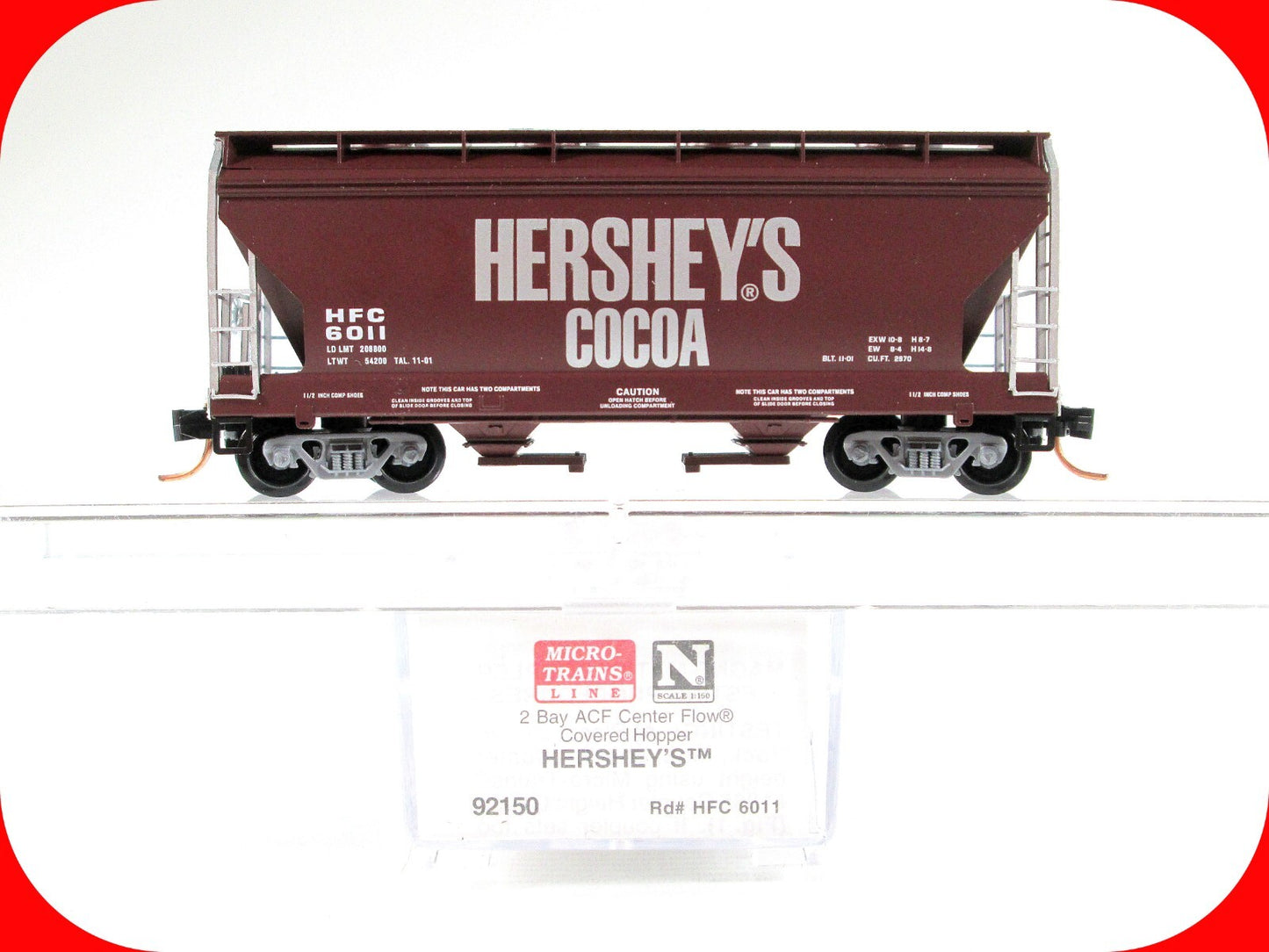 N Scale **Hershey's Cocoa** 2-Bay Covered Hopper, HFC 6011 -- Micro Trains 92150