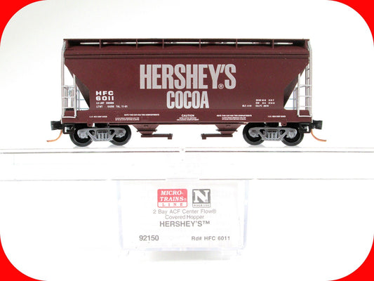 N Scale **Hershey's Cocoa** 2-Bay Covered Hopper, HFC 6011 -- Micro Trains 92150