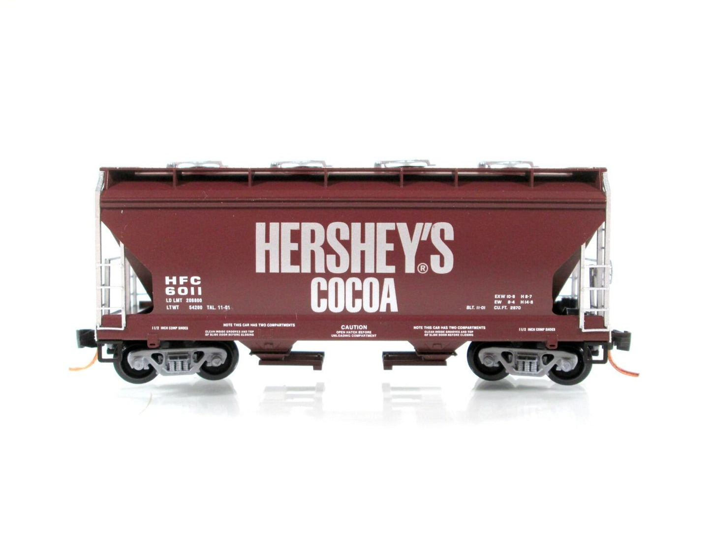 N Scale **Hershey's Cocoa** 2-Bay Covered Hopper, HFC 6011 -- Micro Trains 92150