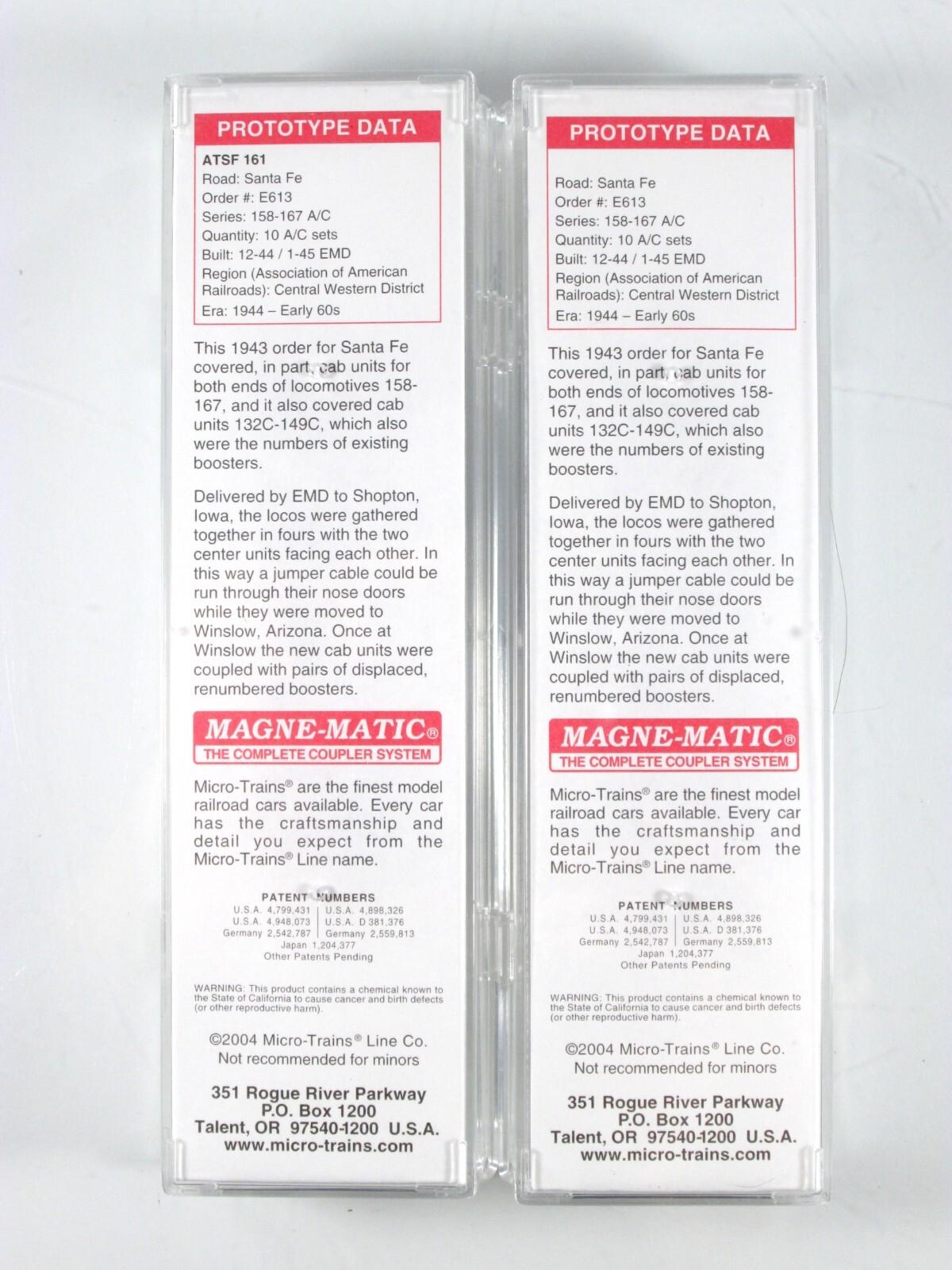 N Scale ***SANTA FE*** EMD FT A/B Set #161 - Micro Trains 99200102, *DCC Ready