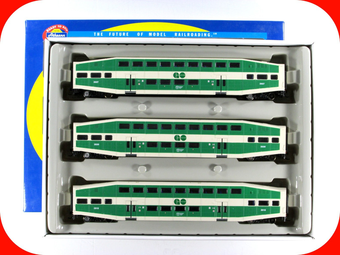 HO Scale **GO TRANSIT** Bombardier Passenger Set #2015,2020,2027 - Athearn 25925