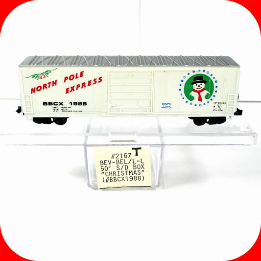N Scale ***CHRISTMAS NORTH POLE EXPRESS*** 50' Box Car, BBCX 1988 - Bev-Bel 2167
