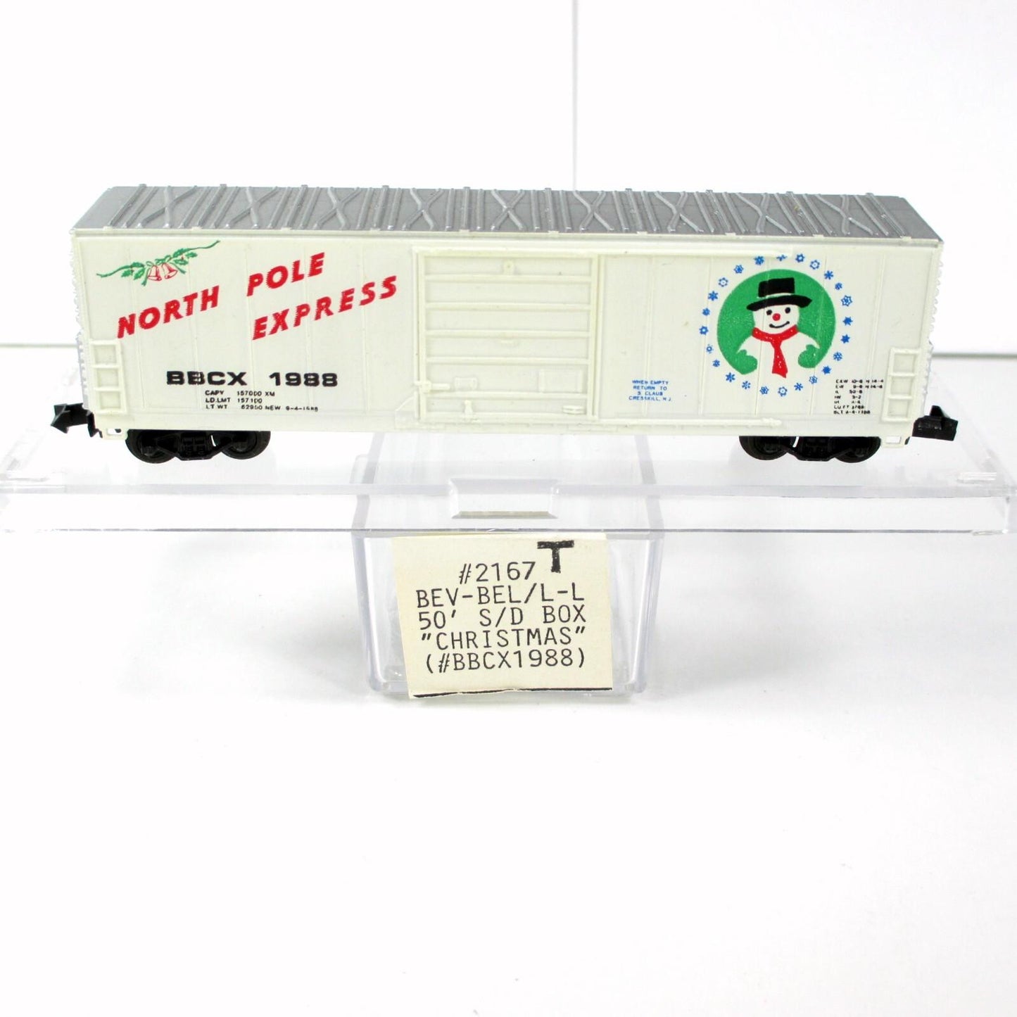 N Scale ***CHRISTMAS NORTH POLE EXPRESS*** 50' Box Car, BBCX 1988 - Bev-Bel 2167