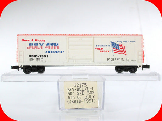 N Scale JULY 4th *Happy Birthday* *Old Glory* Box Car - BBID 1991 - Bev-Bel 2175