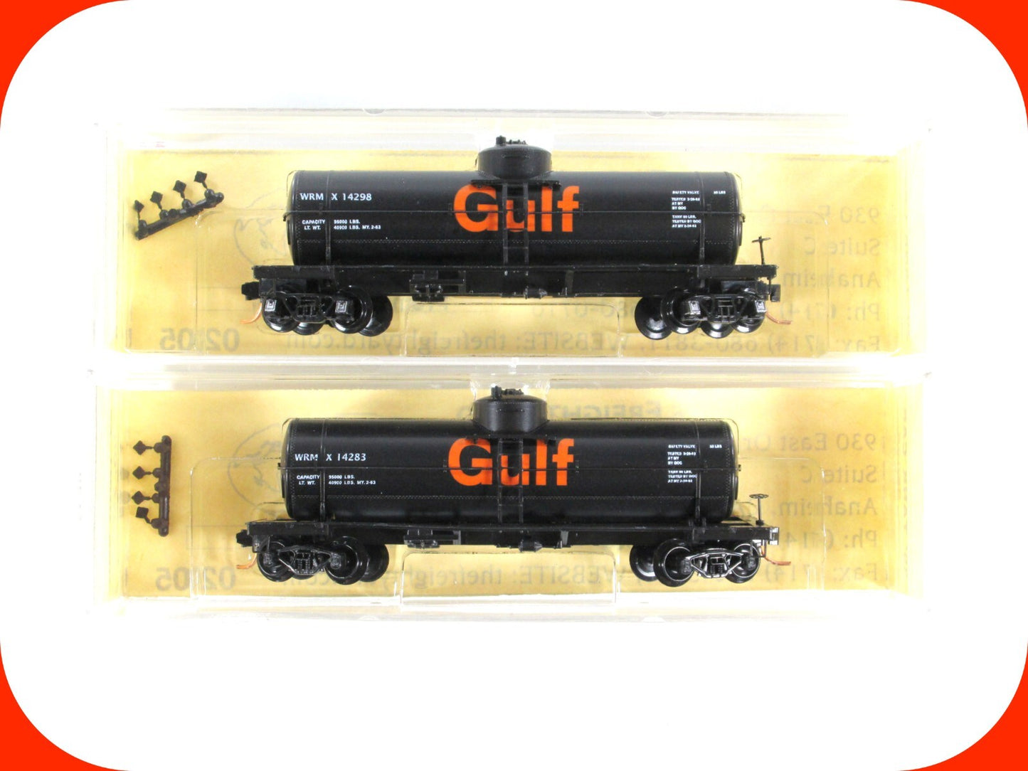 N Scale ***GULF*** 39' Single Dome Tank Set - Premiere Editions, MTL 2508 **RARE