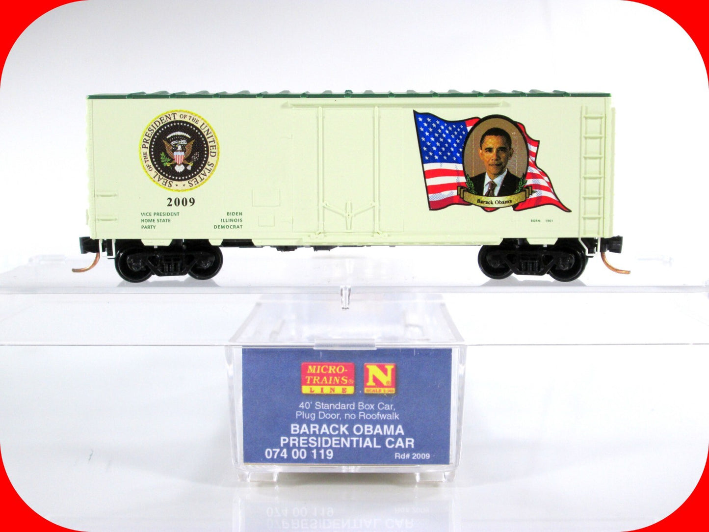 N Scale *BARACK OBAMA* Presidential 40' Box Car - Micro Trains 07400119 ***RARE*