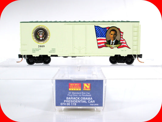 N Scale *BARACK OBAMA* Presidential 40' Box Car - Micro Trains 07400119 ***RARE*