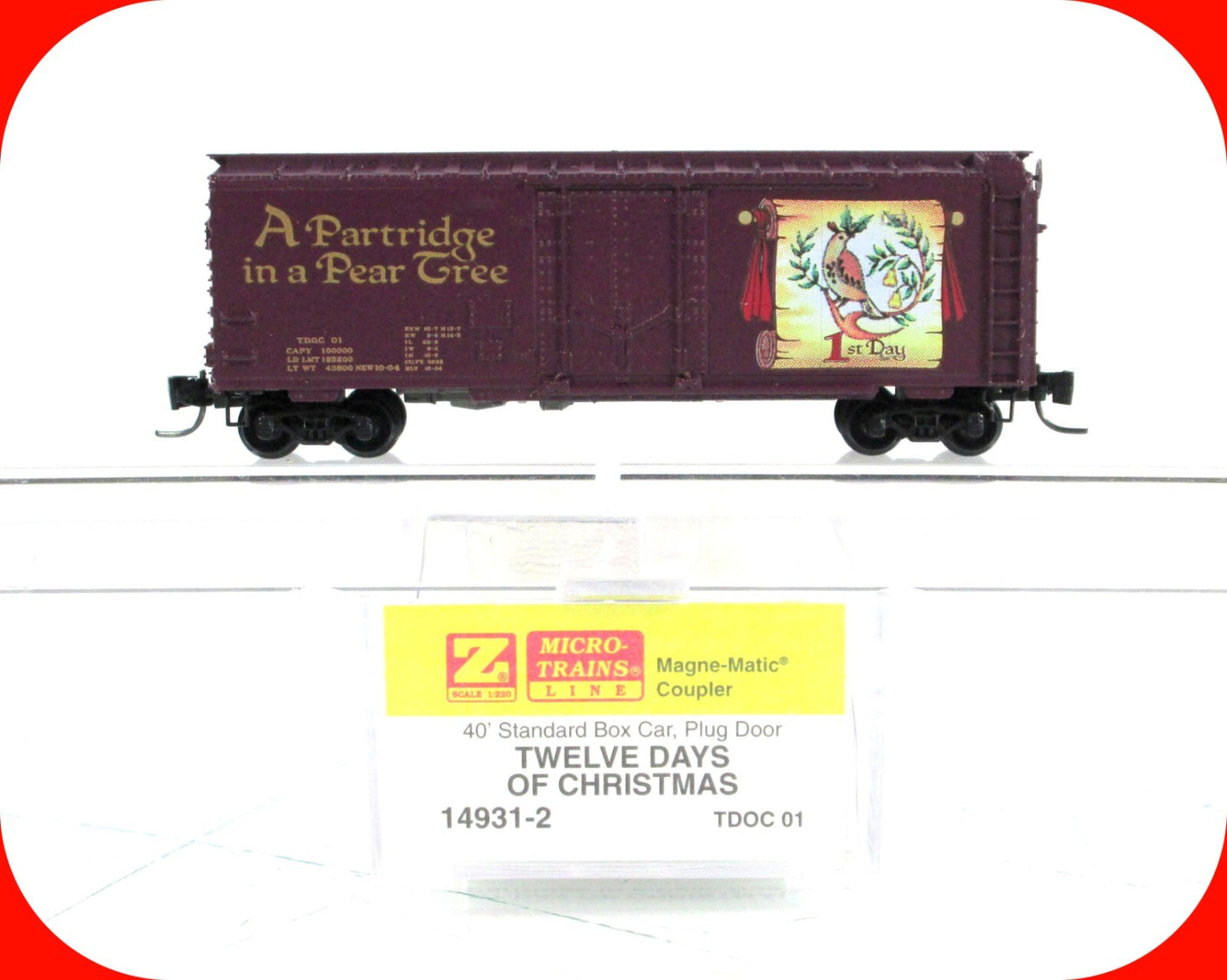 Z Scale **PARTRIDGE PEAR TREE** 12 Days Christmas Box Car - Micro Trains 14931-2