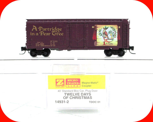 Z Scale **PARTRIDGE PEAR TREE** 12 Days Christmas Box Car - Micro Trains 14931-2