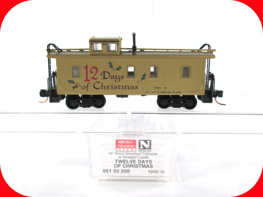 N Scale ***12 DAYS of CHRISTMAS*** 34' Wood Caboose ----- Micro Trains 05100250