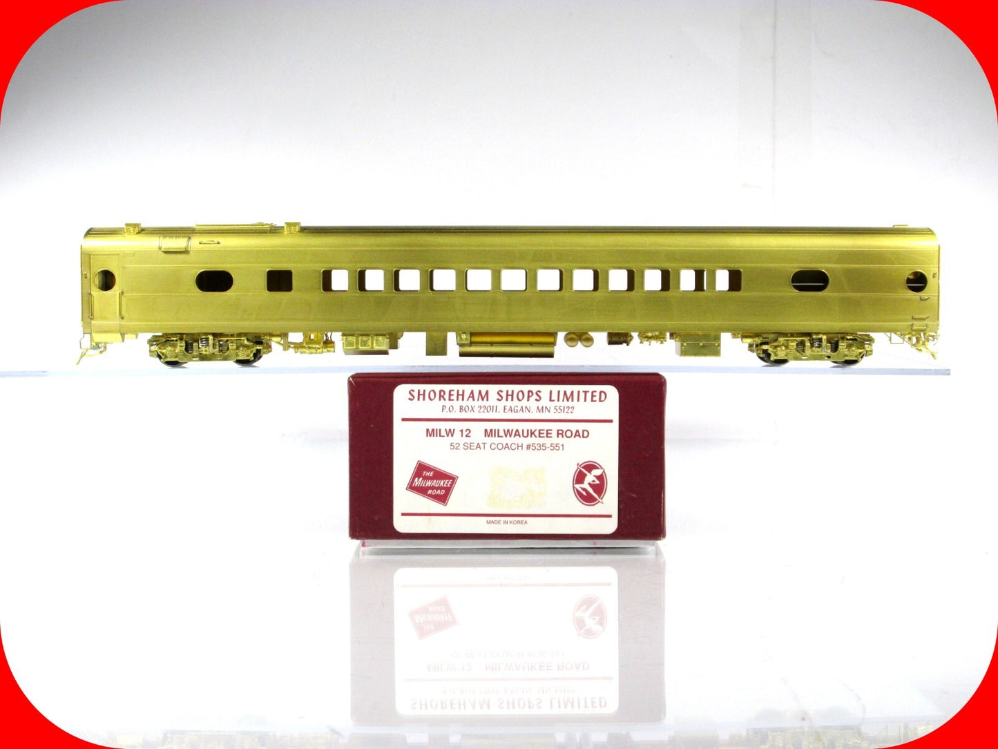 HO Scale BRASS **Milwaukee Road Hiawatha 52-Seat Coach** #535-551 SHOREHAM SHOPS