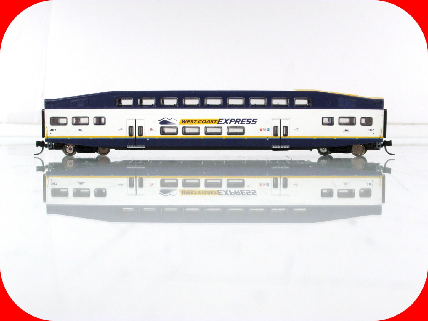 N Scale ***WEST COAST EXPRESS*** Bombardier Coach Car #307 ------- Athearn 10164