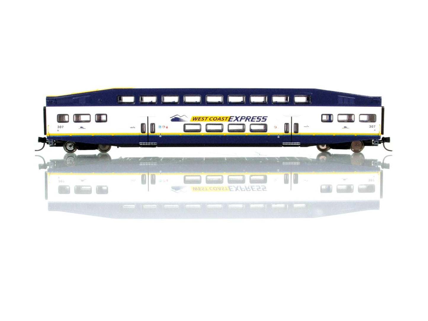 N Scale ***WEST COAST EXPRESS*** Bombardier Coach Car #307 ------- Athearn 10164