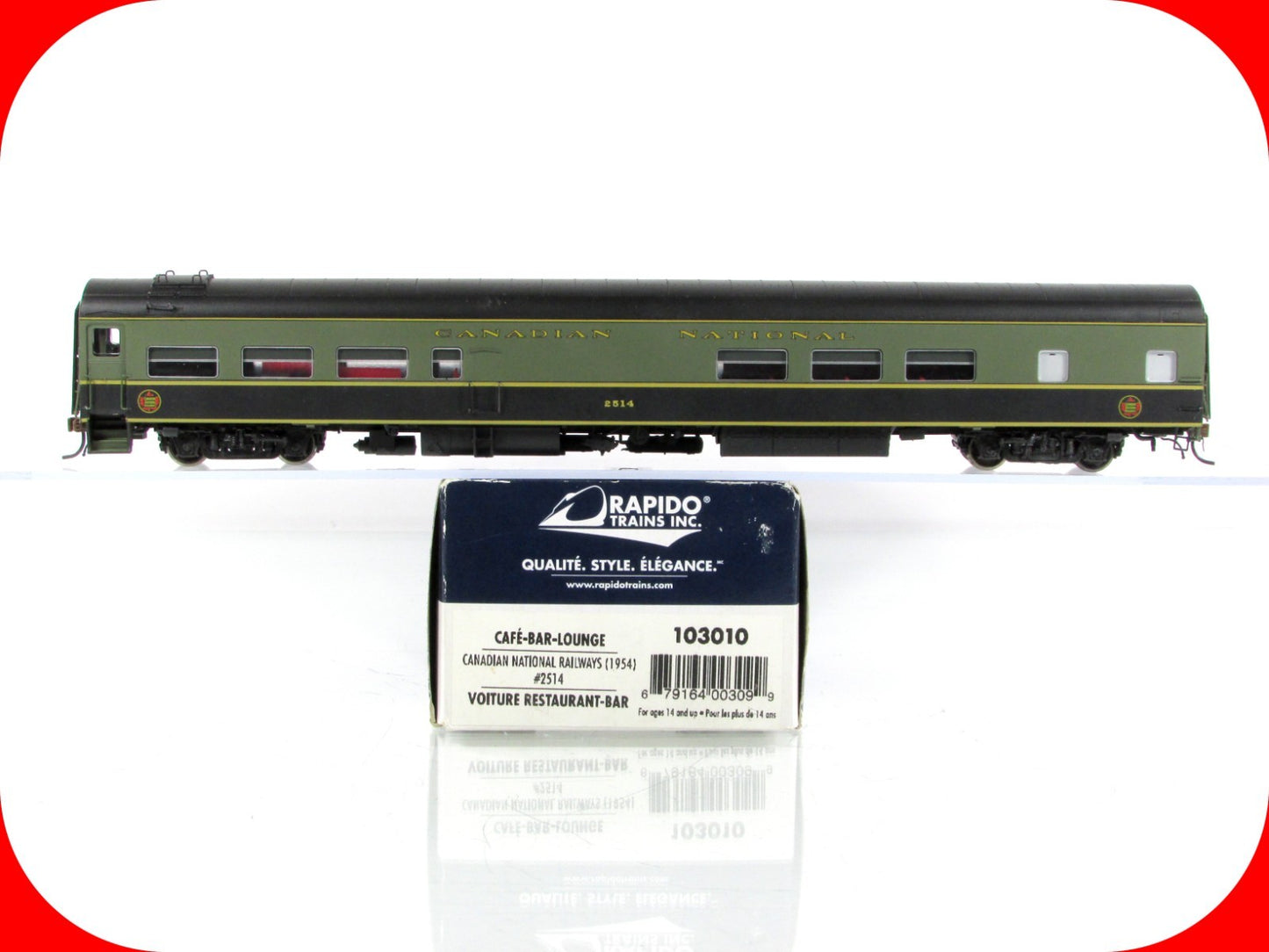 HO Scale ***CANADIAN NATIONAL*** Cafe-Bar-Lounge #2514 -- Rapido 103010, Lighted