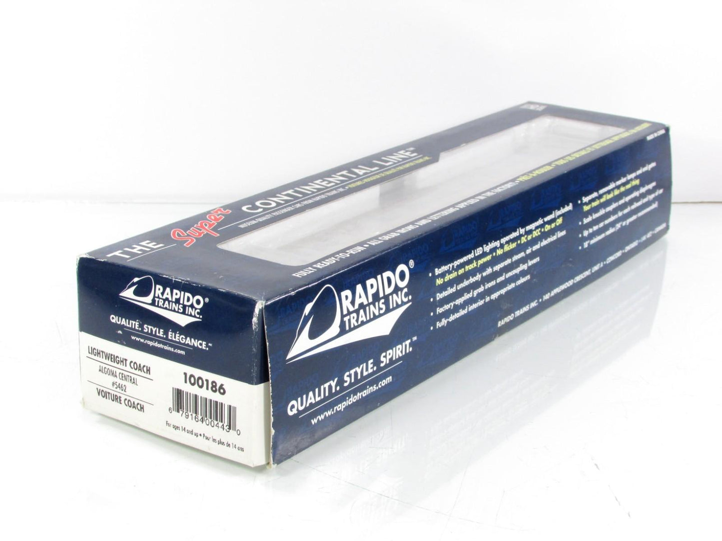 HO Scale ***ALGOMA CENTRAL*** Lightweight Coach #5462 - Rapido 100186, Lighted