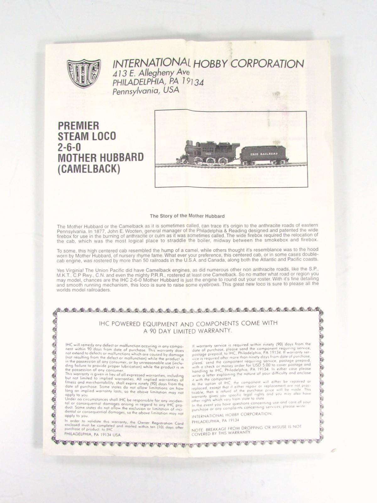 HO Scale **LOUISVILLE NASHVILLE** 2-6-0 MOTHER HUBBARD #176 - IHC Premiere 23172